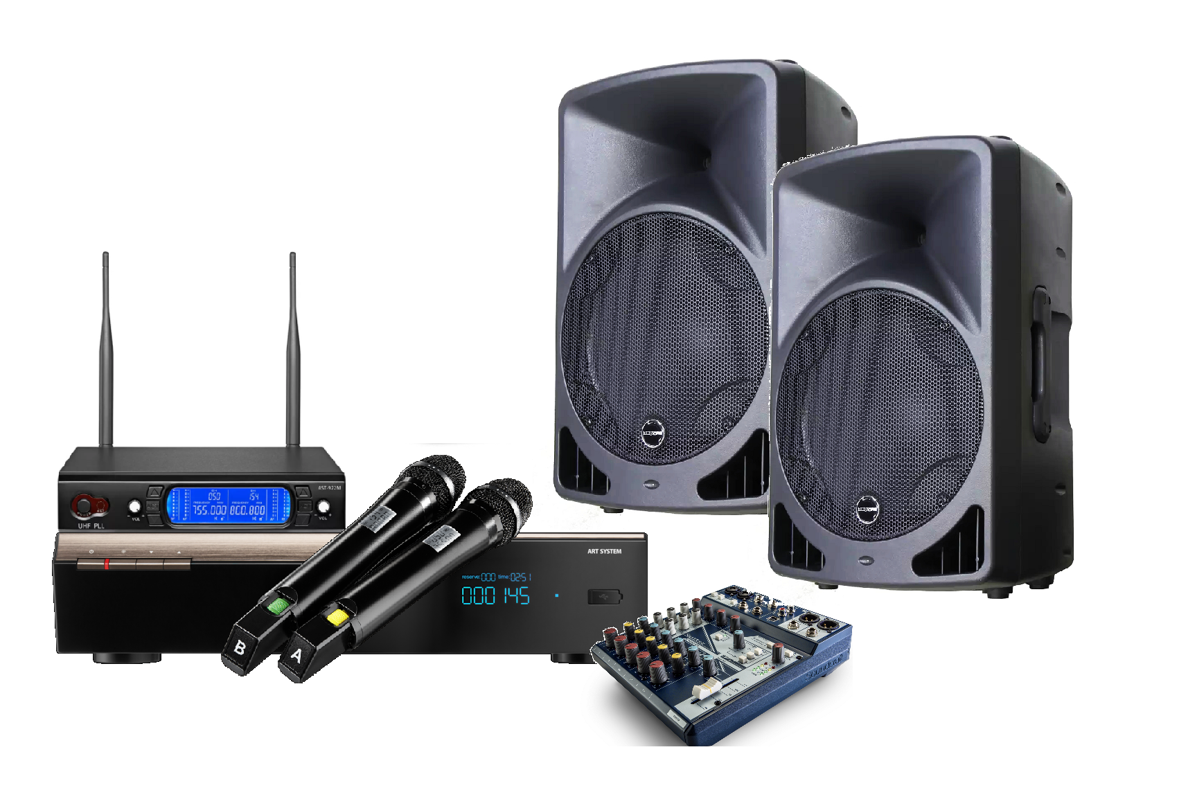 Караоке - комплект для дома AST-50 с микрофонами AST-922M, микшером и колонками INVOTONE IPS10LA